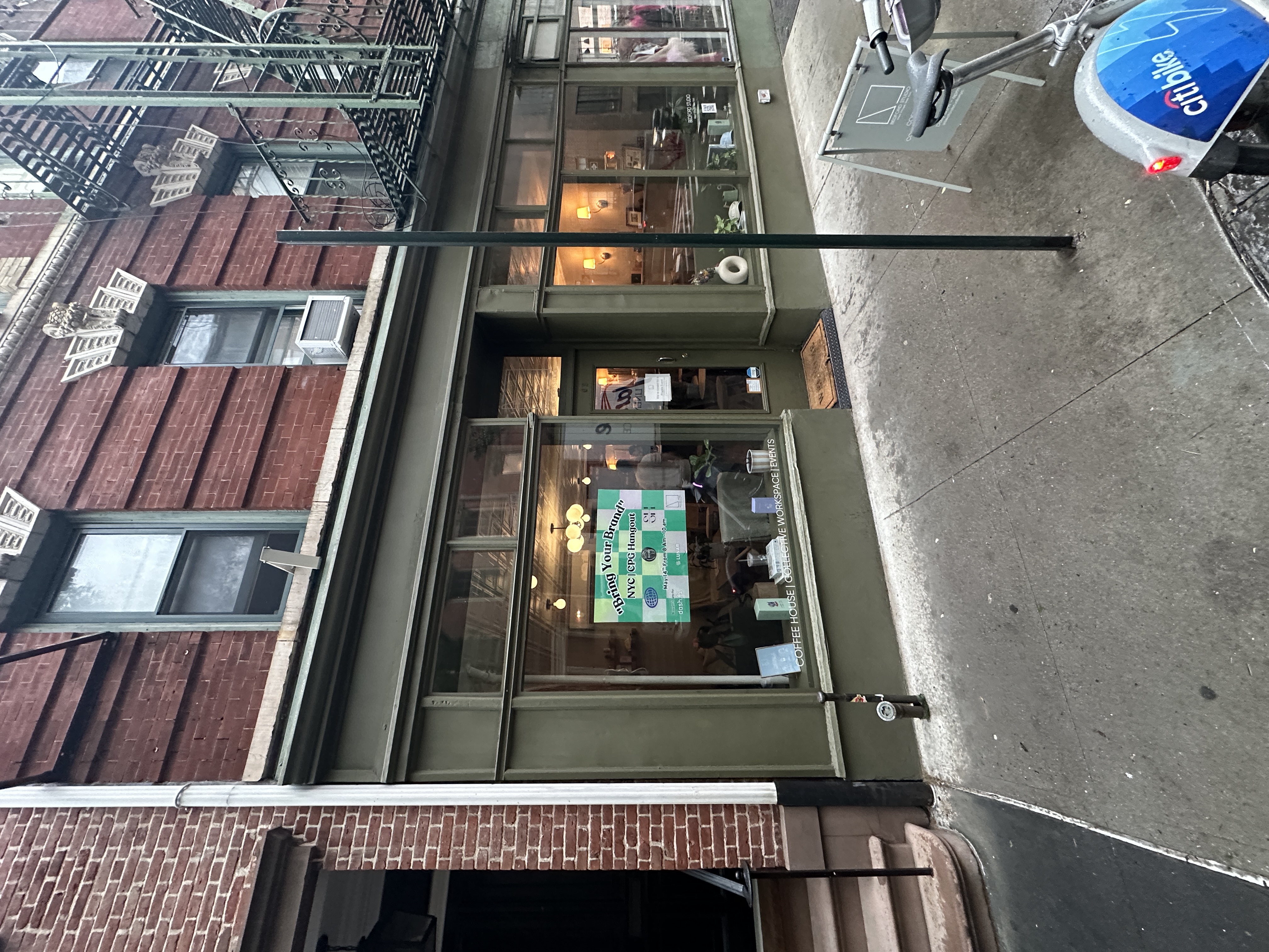 Storefront of a coffee shop hosting community events