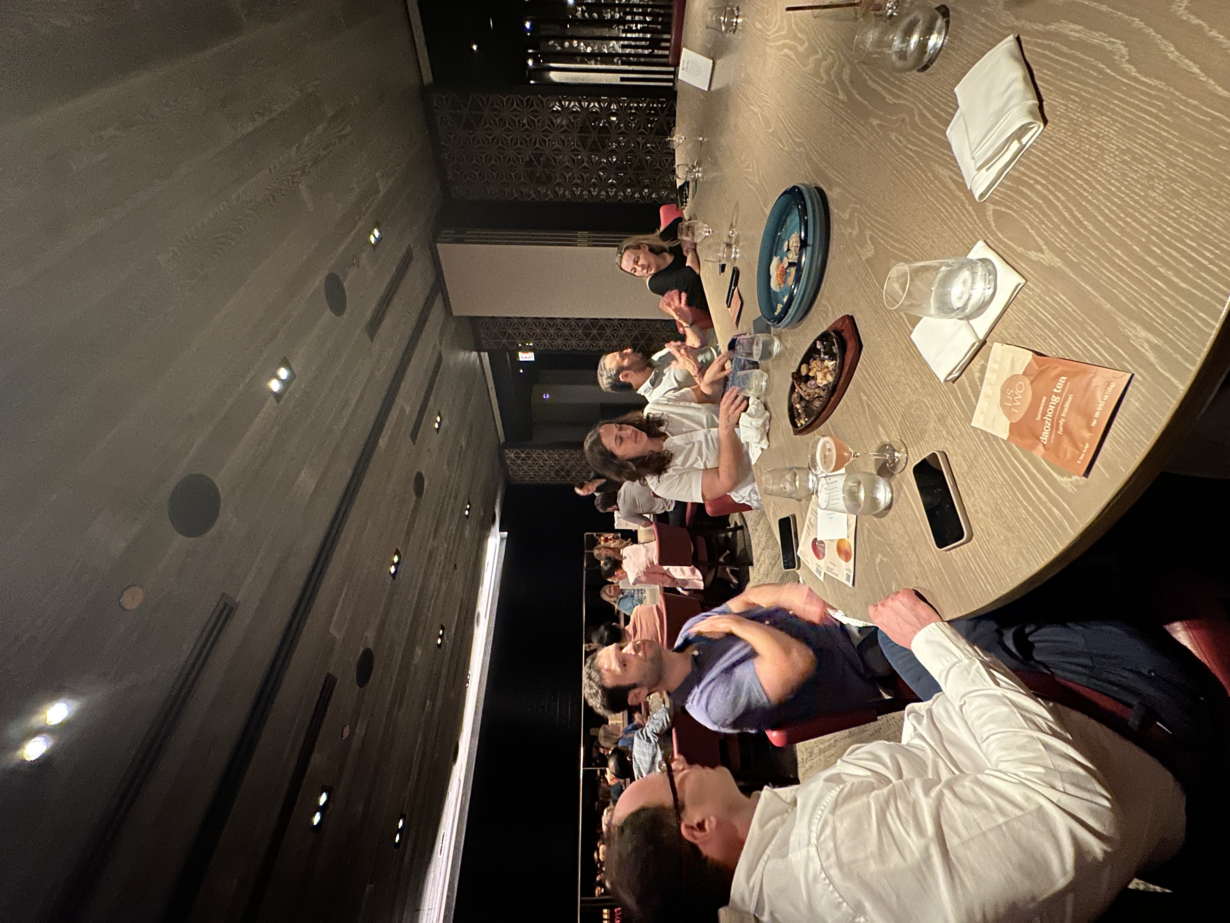 Upscale restaurant dinner event with elegant dining atmosphere